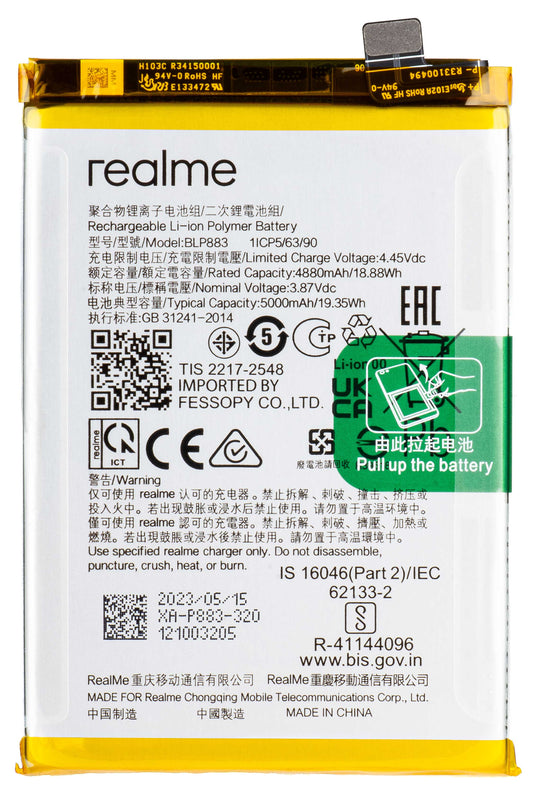 Batterij Realme 9/8 5G, BLP883, Service Pack 4909768