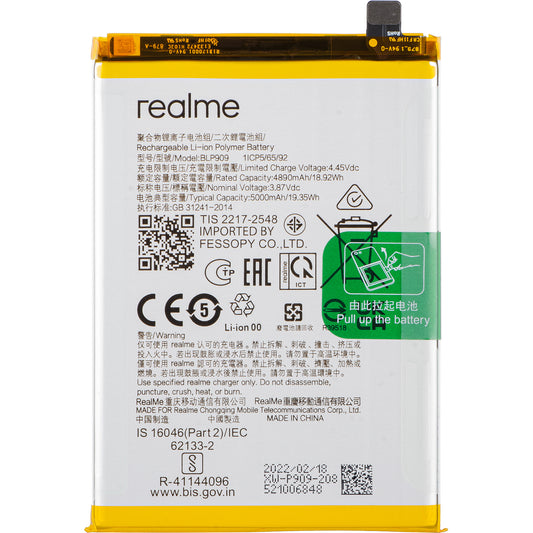 Batterij Realme 9 5G, BLP909, Service Pack 4909848