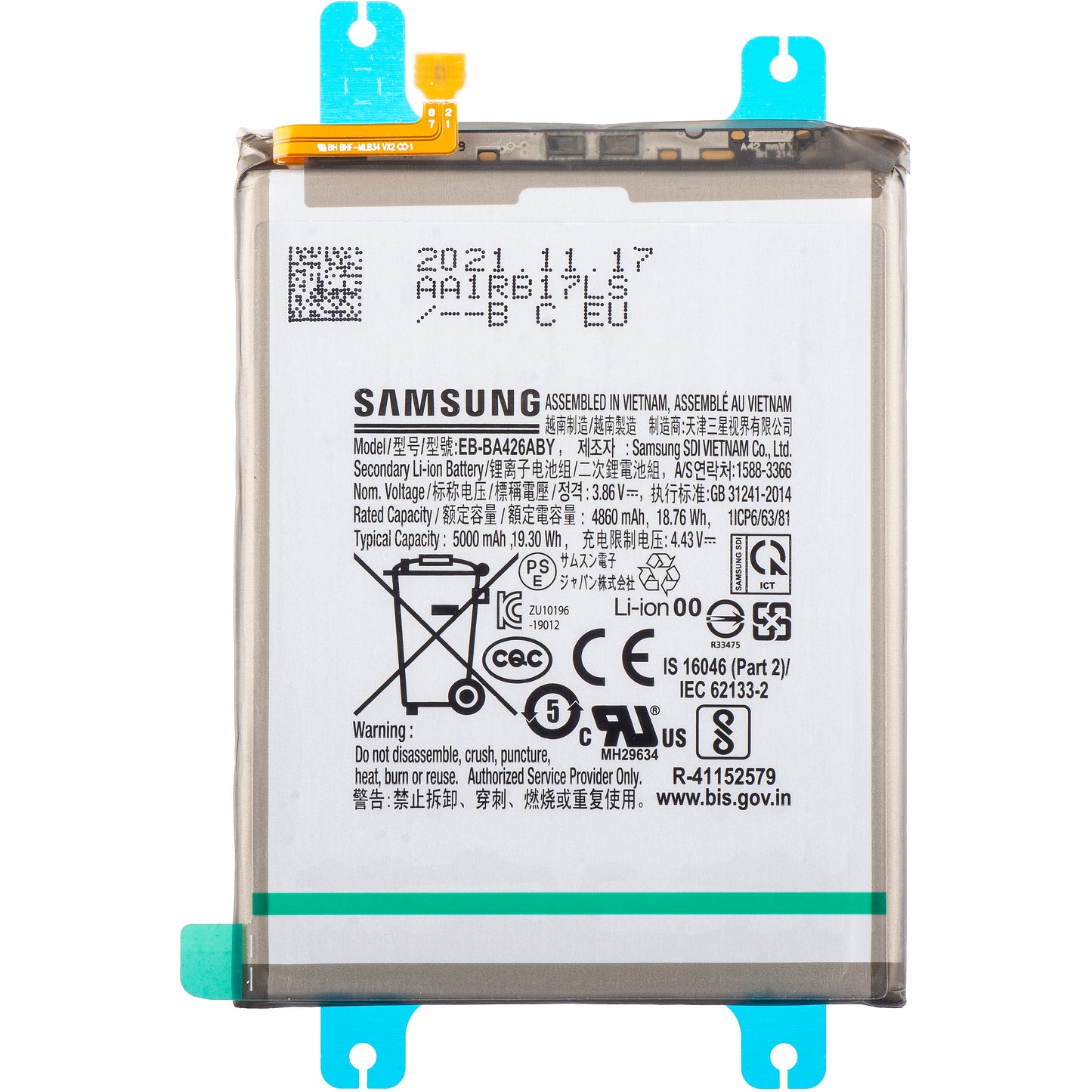 Akku Samsung Galaxy M22 M225 / A72 A725 / A32 5G A326 / A72 5G A726 / A42 5G A426, EB-BA426ABY, Service Pack GH82-24377A
