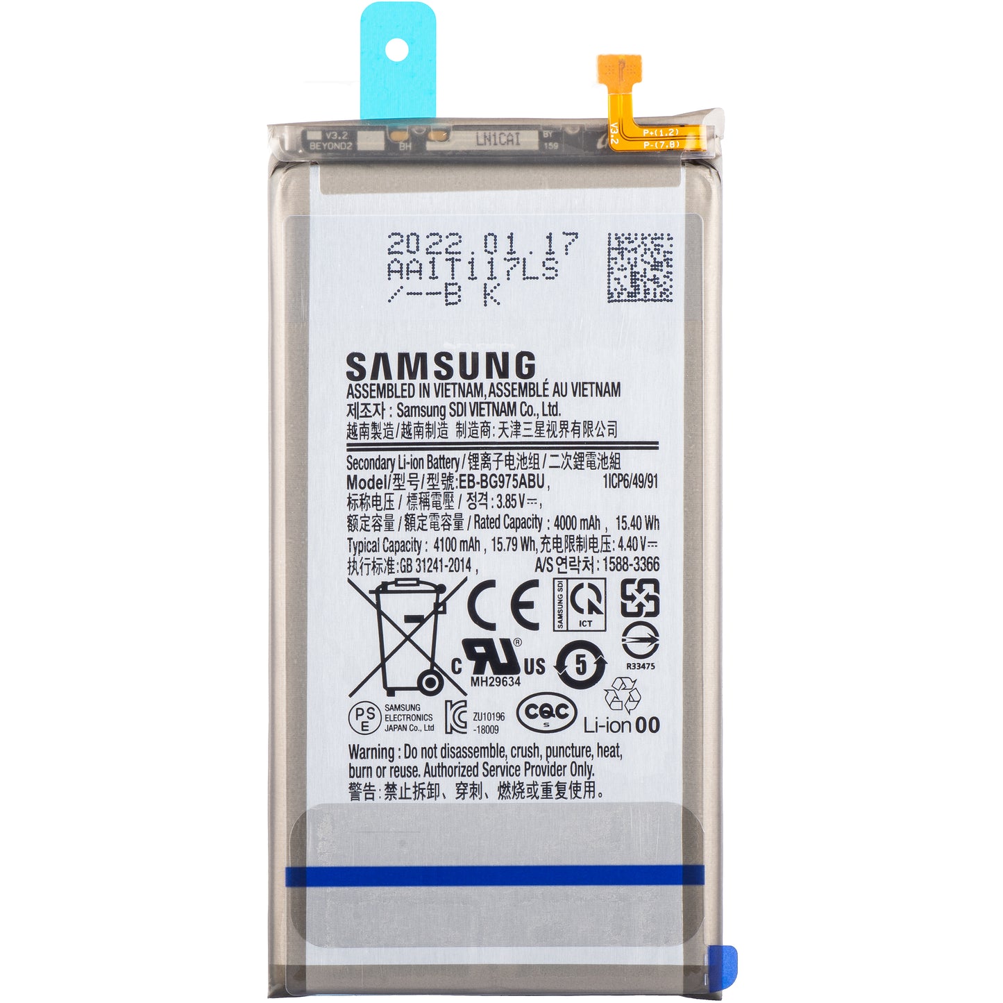 Accu Samsung Galaxy S10+ G975, EB-BG975ABU, Service Pack GH82-18827A