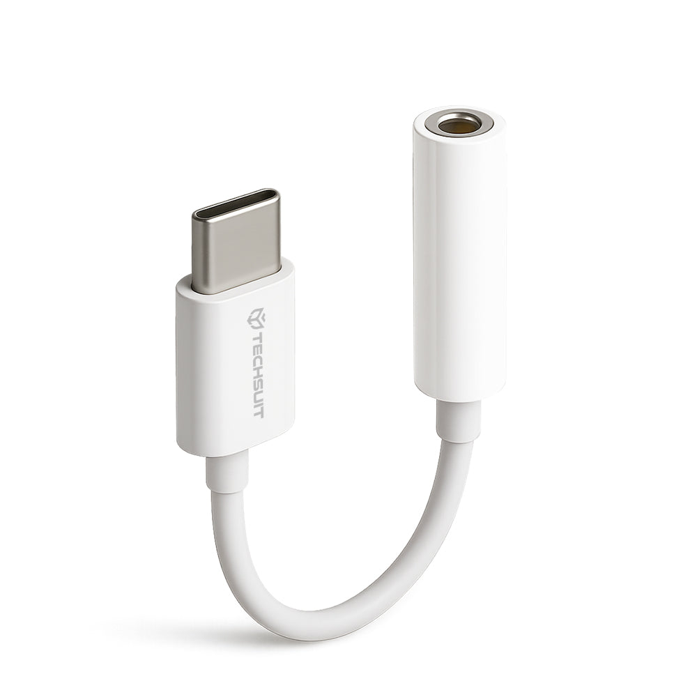 Audio Adapter USB-C - 3.5mm Techsuit AC18 MusicBox, Wit, Set van 2 stuks