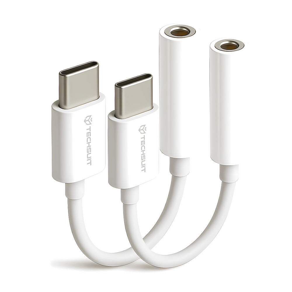 Audio Adapter USB-C - 3.5mm Techsuit AC18 MusicBox, Wit, Set van 2 stuks