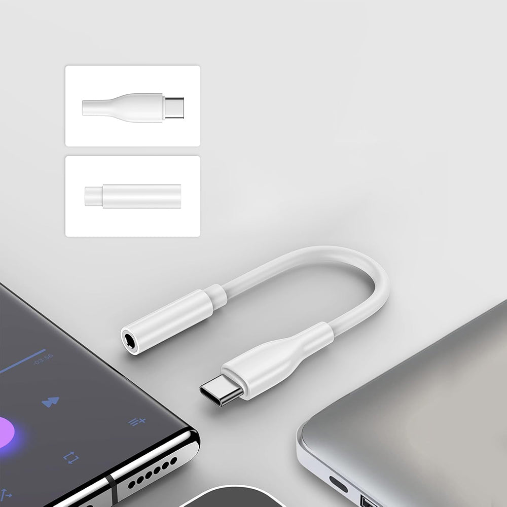 Audio Adapter USB-C - 3.5mm Techsuit AC18 MusicBox, Wit, Set van 2 stuks