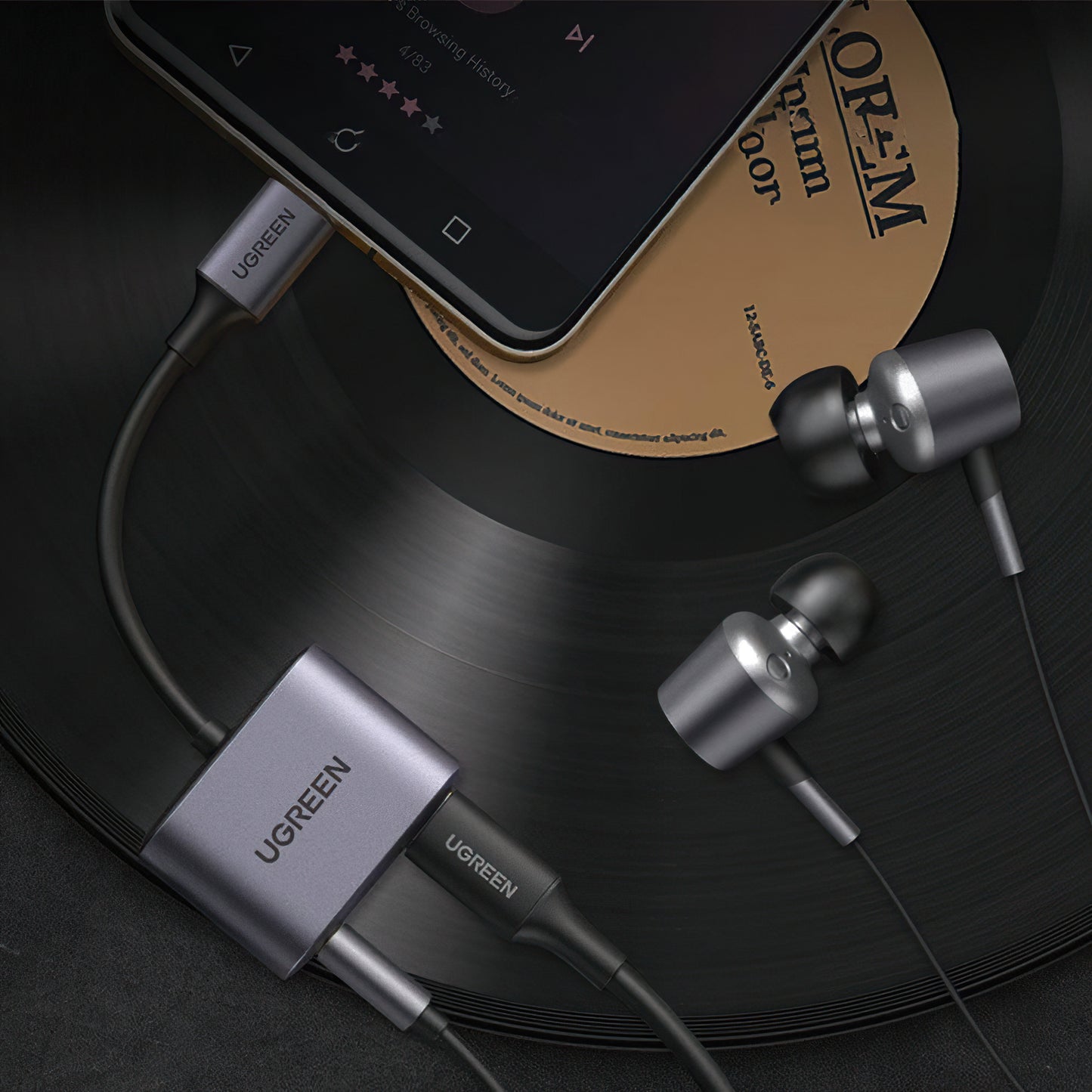 Audio Adapter USB-C - 3.5mm / USB-C UGREEN CM231, Grijs