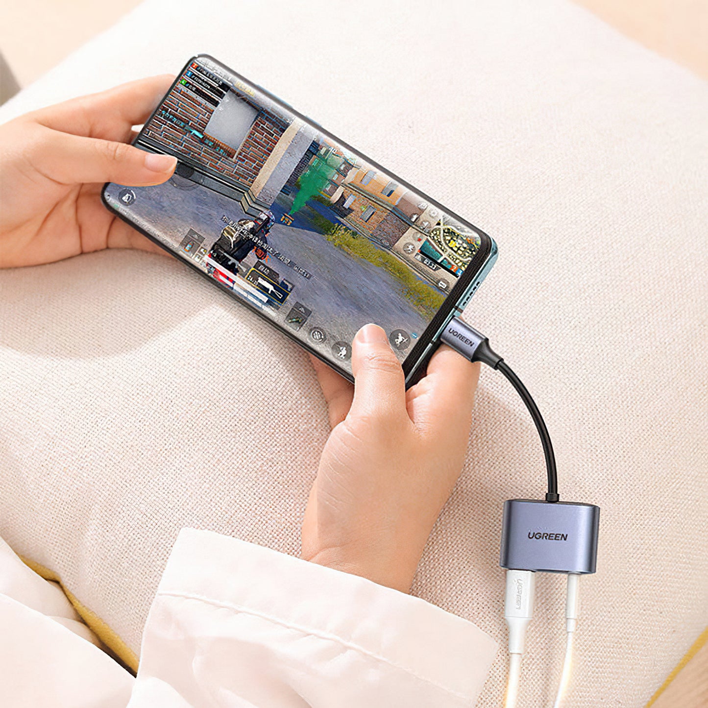 Audio Adapter USB-C - 3.5mm / USB-C UGREEN CM231, Grijs