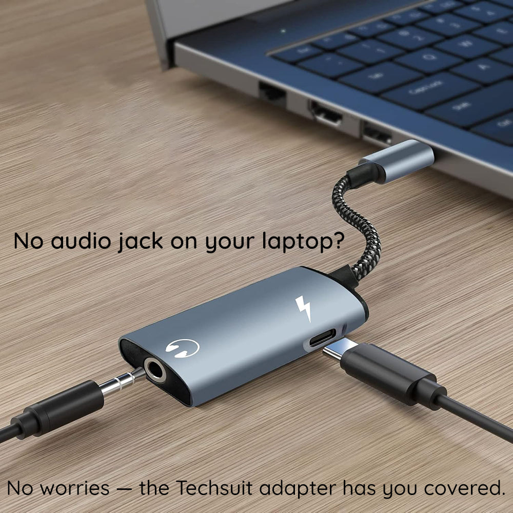 Audio Adapter USB-C - USB-C / 3.5mm Techsuit AC22 AcustiCore, Gri