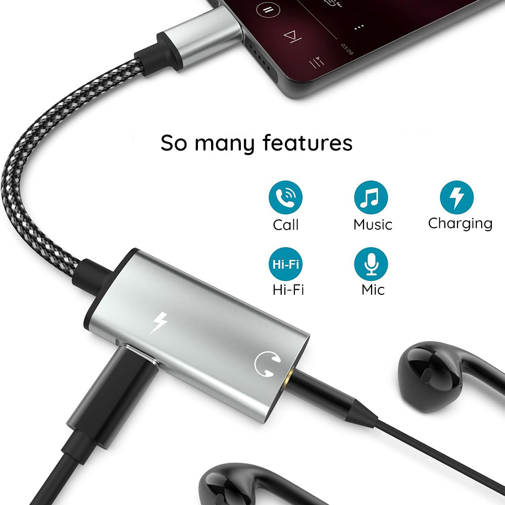 Audio Adapter USB-C - USB-C / 3.5mm Techsuit AC22 AcustiCore, Gri