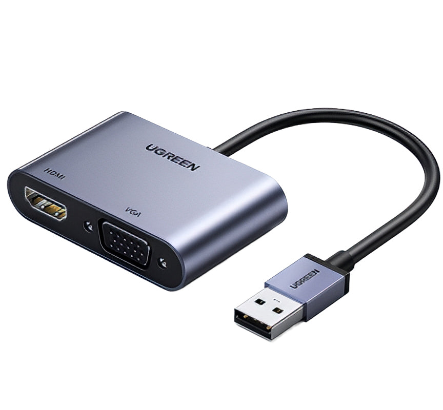 Video Adapter UGREEN CM449, USB-A - HDMI / VGA, Grijs