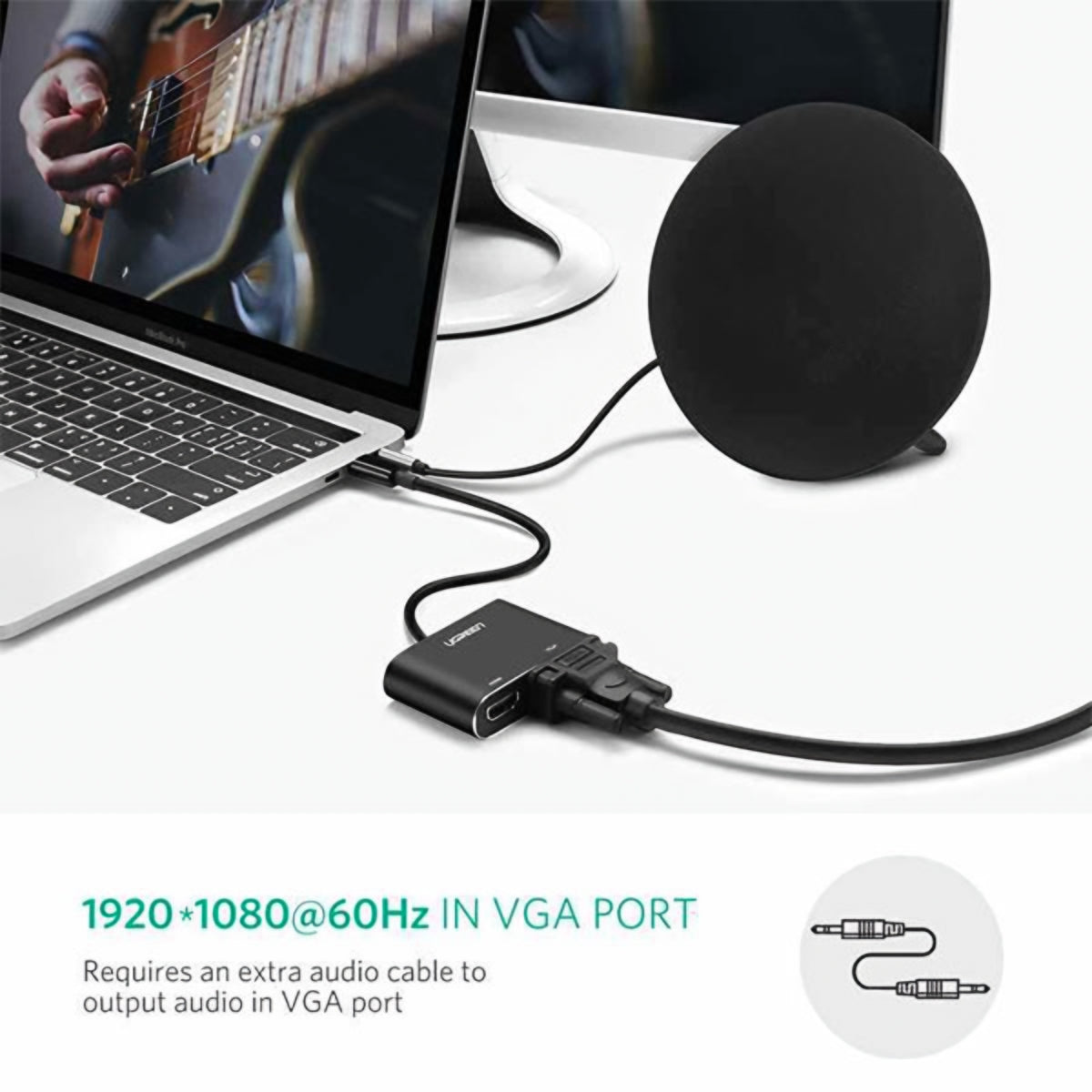 Video Adapter UGREEN CM449, USB-A - HDMI / VGA, Grijs