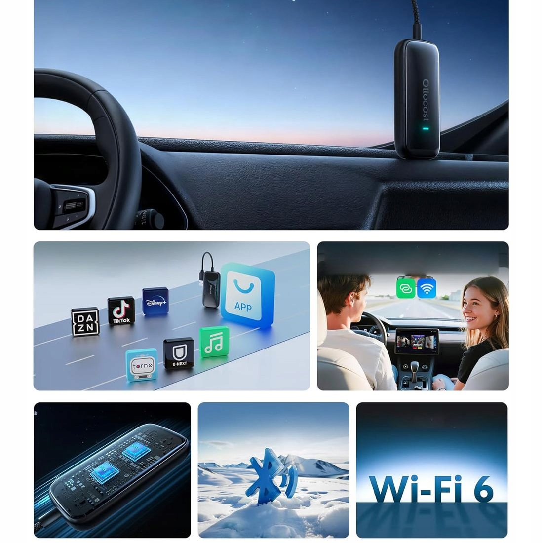 Adaptateur Carplay / Android Auto sans fil Ottocast Play2Video Ultra pour Apple iPhone / Série Android CA515-T
