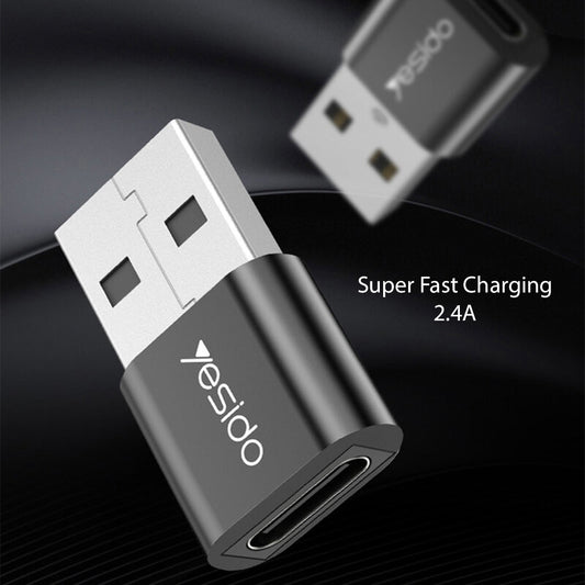 Adaptateur de Données et de Charge USB-C - USB-A Yesido GS09, Noir