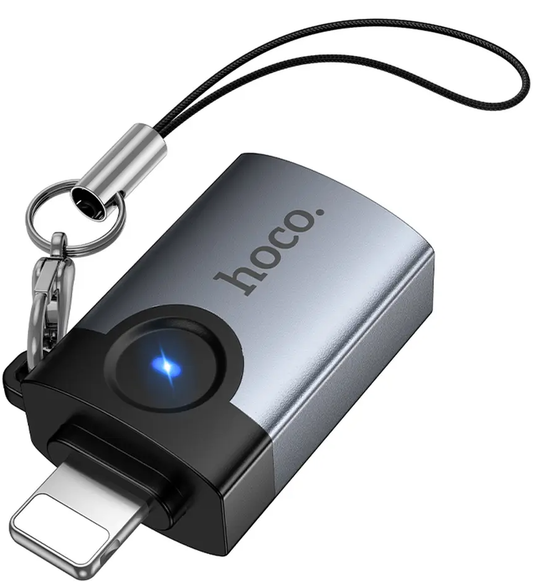 OTG Lightning-adapter - USB-A HOCO UA46, Grijs
