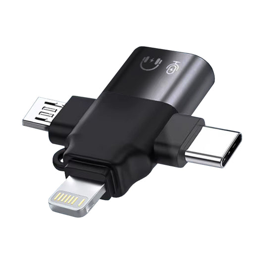 Adaptateur OTG Lightning / microUSB / USB-C - USB-A Techsuit A17 SoundVoltX, Noir