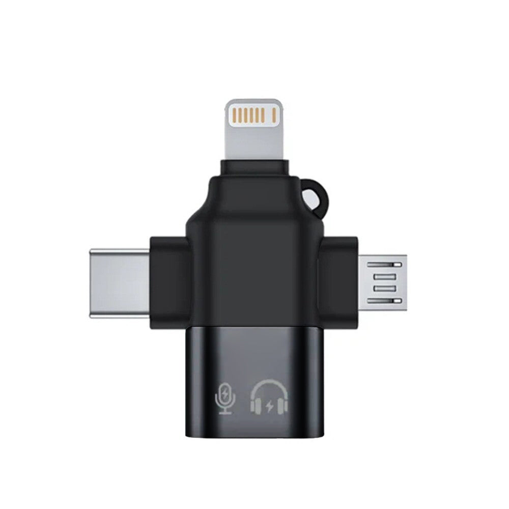 OTG Adapter Lightning / microUSB / USB-C - USB-A Techsuit A17 SoundVoltX, Black