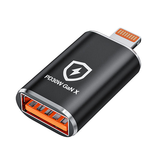 Adaptateur OTG Lightning - USB-A Techsuit A6 HyperPort, Noir Orange