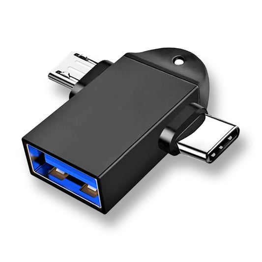 Adaptateur OTG microUSB / USB-C - USB-A Techsuit A16 TwoVoltX, Noir