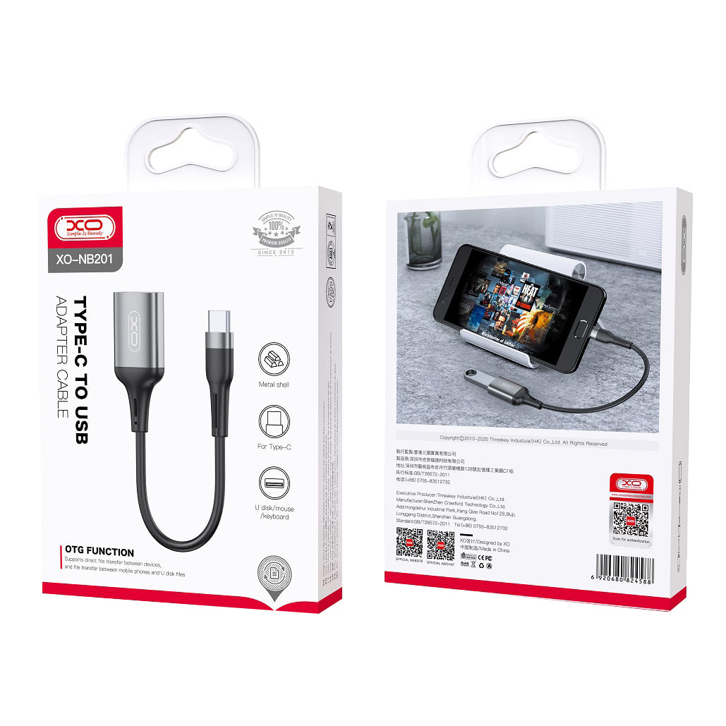 Adaptateur OTG USB-C - USB-A XO Design NB201, Noir