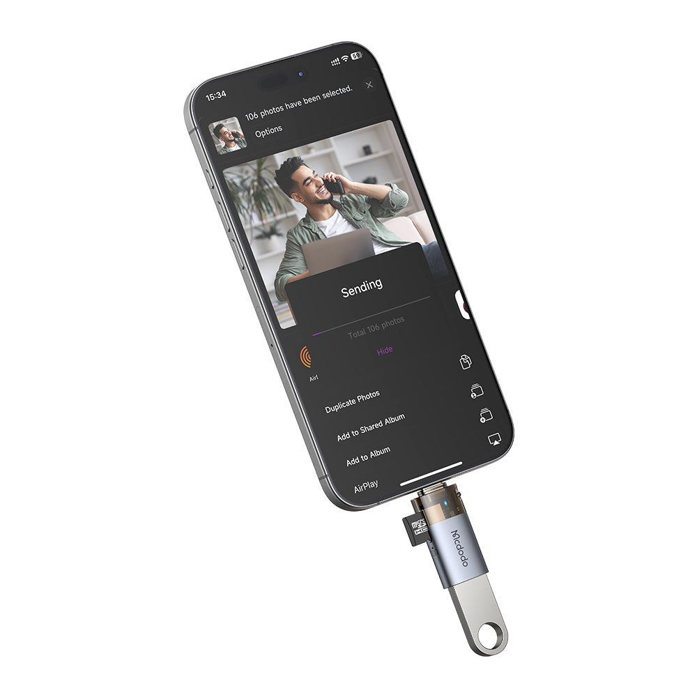 Kaartlezer USB-C McDodo OT-7600, USB-A (OTG) - microSD, Zwart
