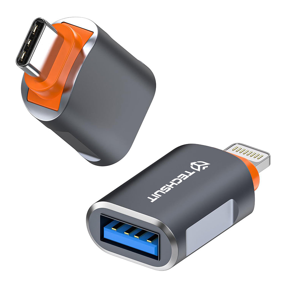 Adaptateur OTG USB-C - USB-A Techsuit A9 SlateVolt, Gris Orange