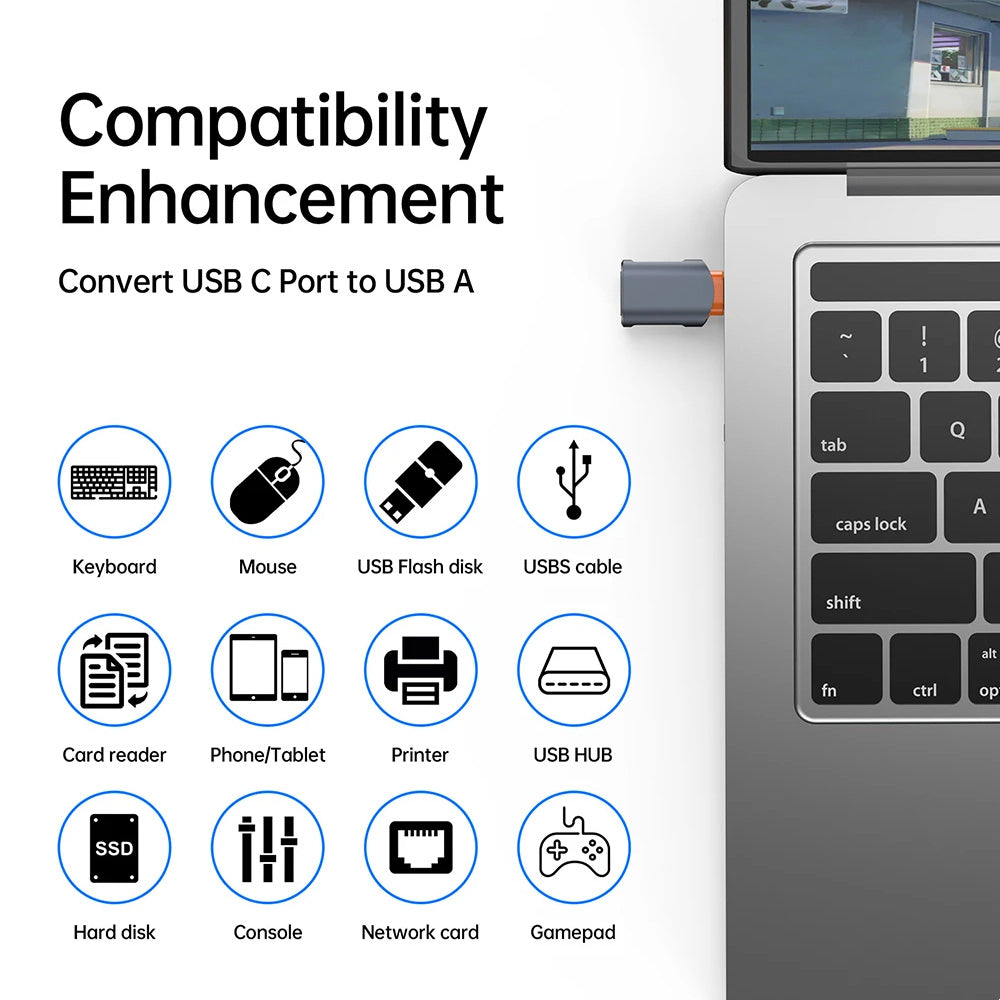 Adaptateur OTG USB-C - USB-A Techsuit A9 SlateVolt, Gris Orange