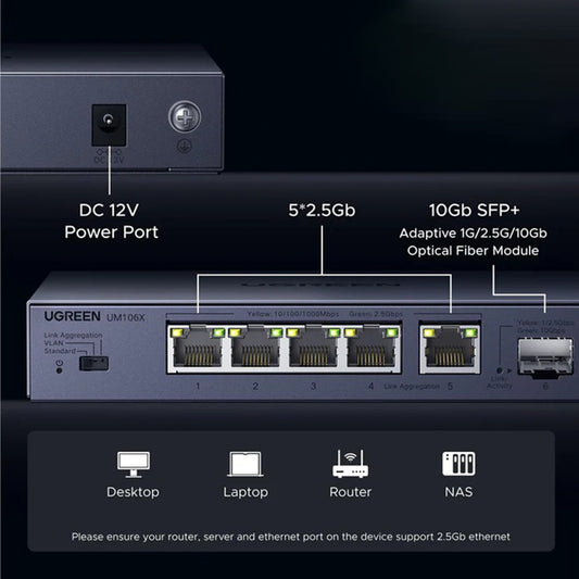 Switch Réseau UGREEN 35048EU, Gris
