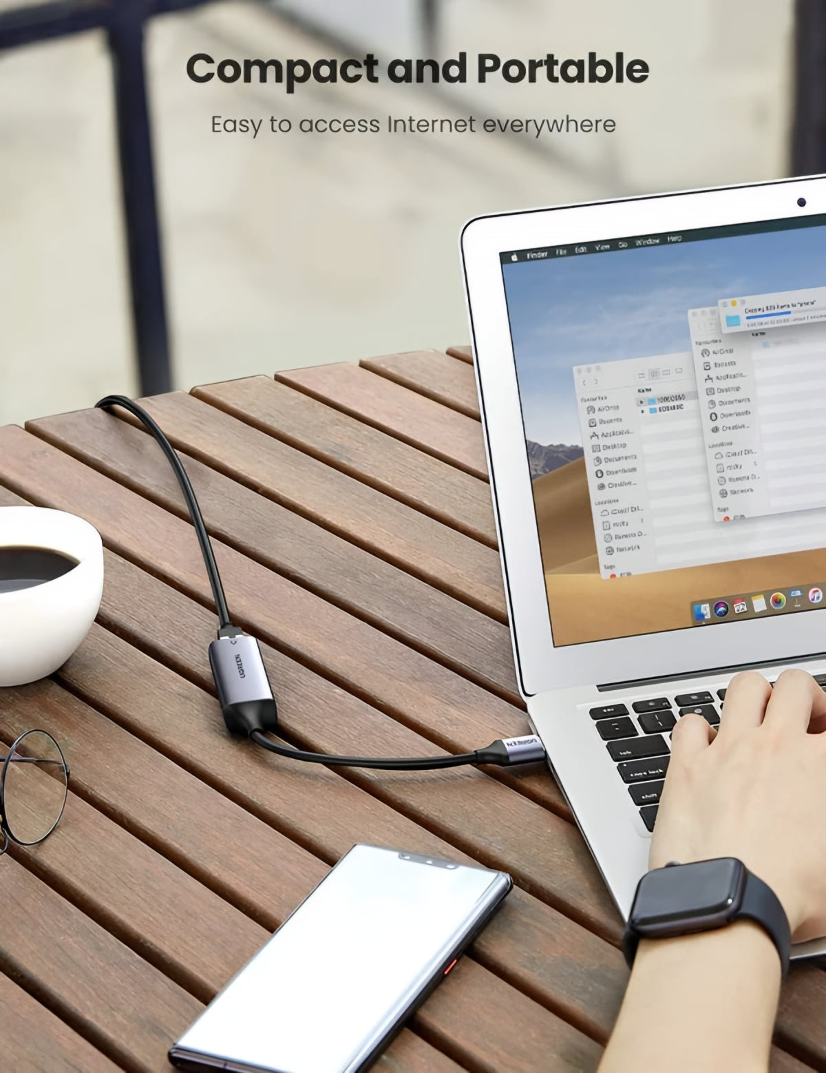 UGREEN CM209 Netwerkkaart, RJ45, USB, Gri