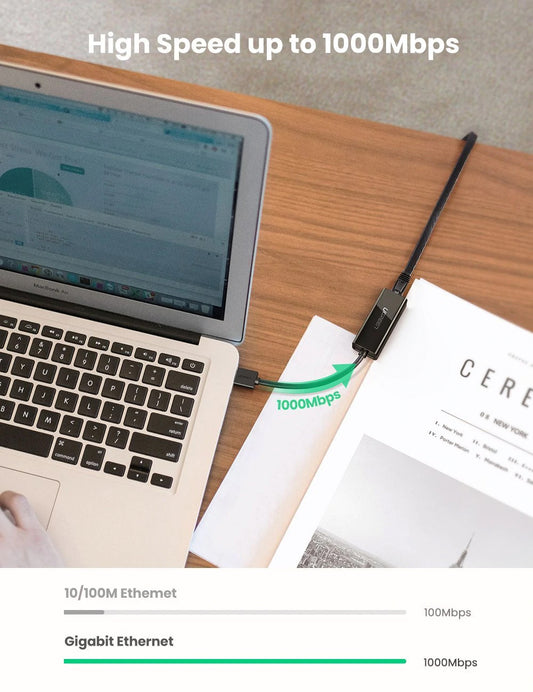 UGREEN CR111 Netwerkkaart, RJ45, USB 3.0, Zwart