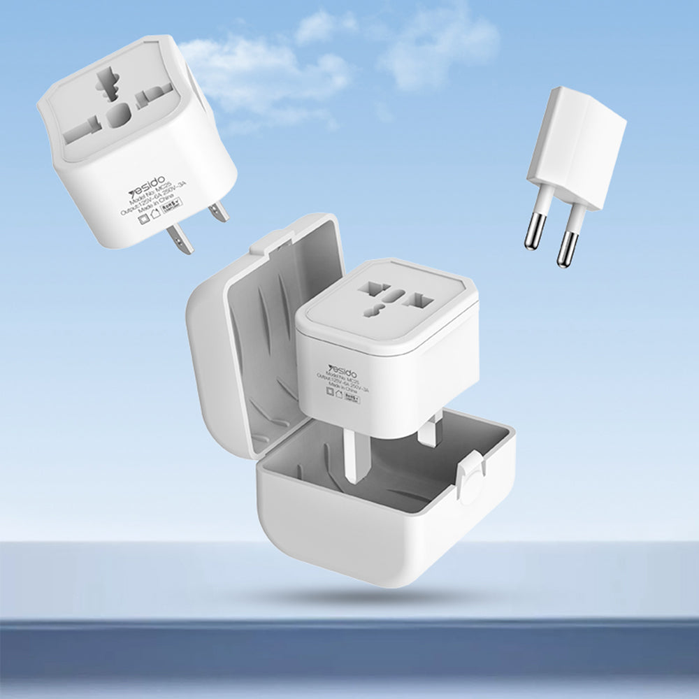 Adaptateur Réseau Yesido MC25 Travel CN/ US / EU / UK, Blanc