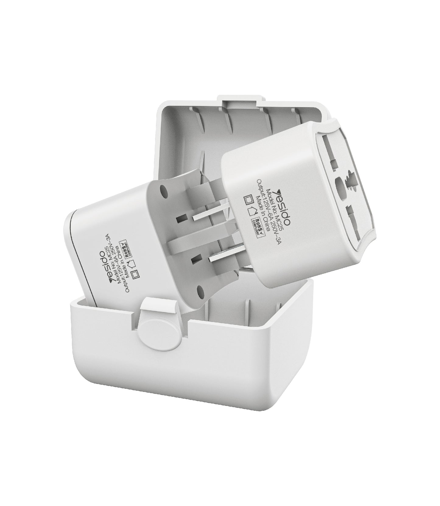 Adaptateur Réseau Yesido MC25 Travel CN/ US / EU / UK, Blanc