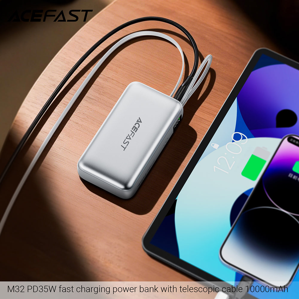 Batterie Externe Acefast M32, 10000mAh, 35W, PD, 2 x USB-C, Argentée
