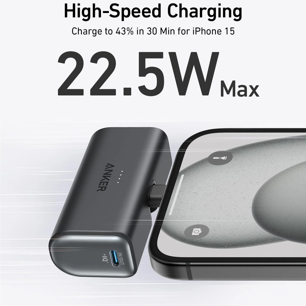 Externe Batterij Anker Nano, 5000mAh, 22.5W, PD, 2 x USB-C, Zwart A1653H11