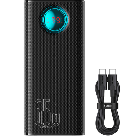 Externe Batterij Baseus Amblight Digitaal Display, 26800mAh, 65W, QC + PD, 1 x USB-C - 4 x USB-A, Zwart P10022402113-00