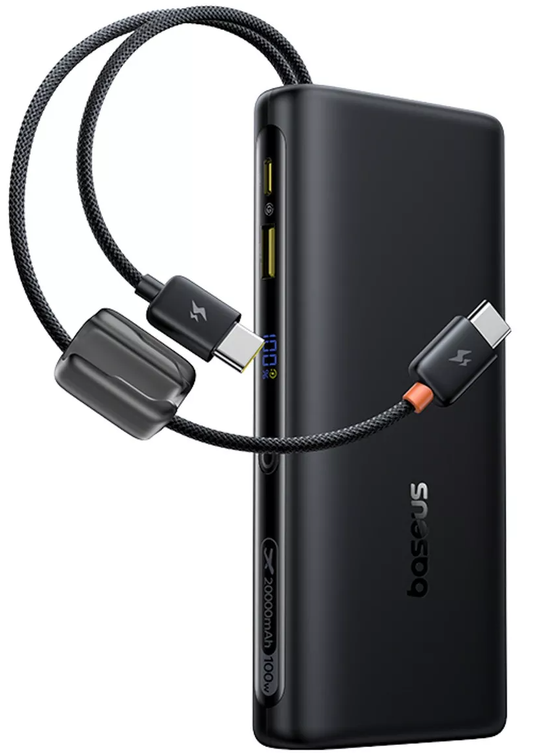 Externe Batterij Baseus EnerFill FC41, 20000mAh, 100W, QC + PD, 1 x USB-A - 3 x USB-C, Zwart E0028N03