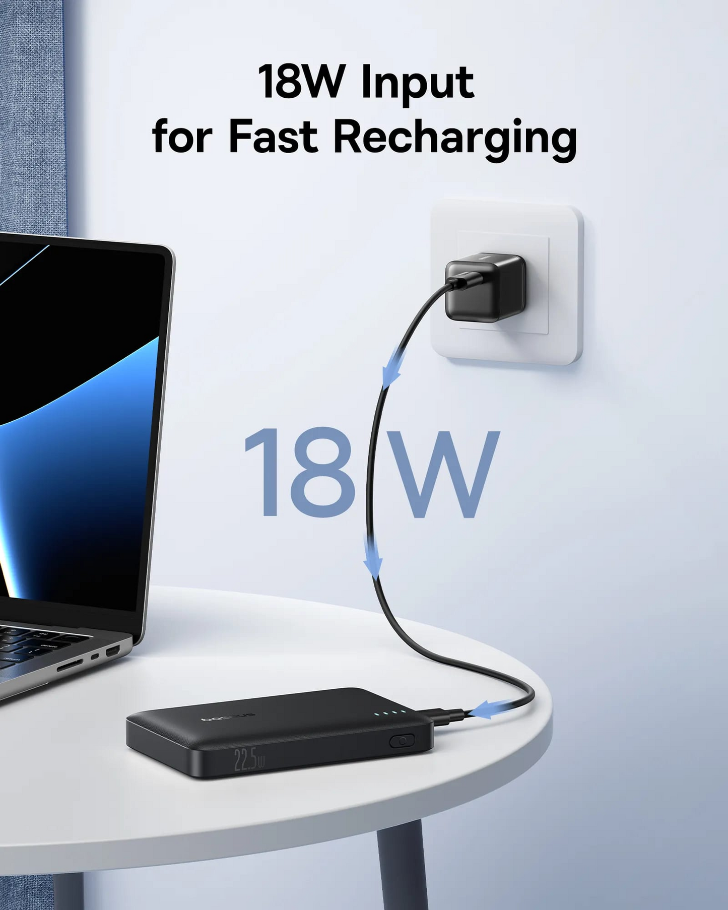 Baseus EnerFill FP21 External Battery, 10000mAh, 22.5W, QC + PD, 1 x USB-A - 2 x USB-C, Black P1008210D123-00