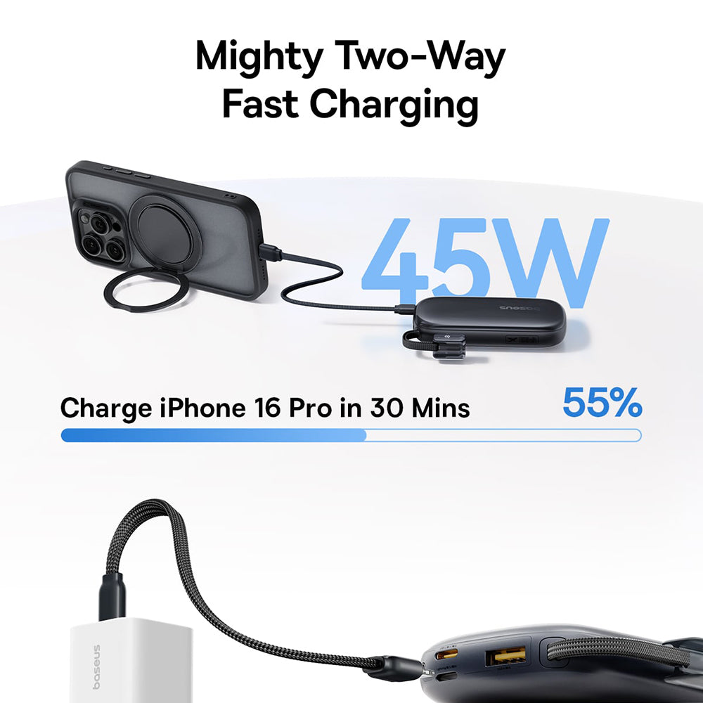 Batterie Externe Baseus EnerFill FC21 Qpow 3 Ultra, 10000mAh, 45W, QC + PD, 1 x USB-A - 1 x USB-C, Rose E0027Q02