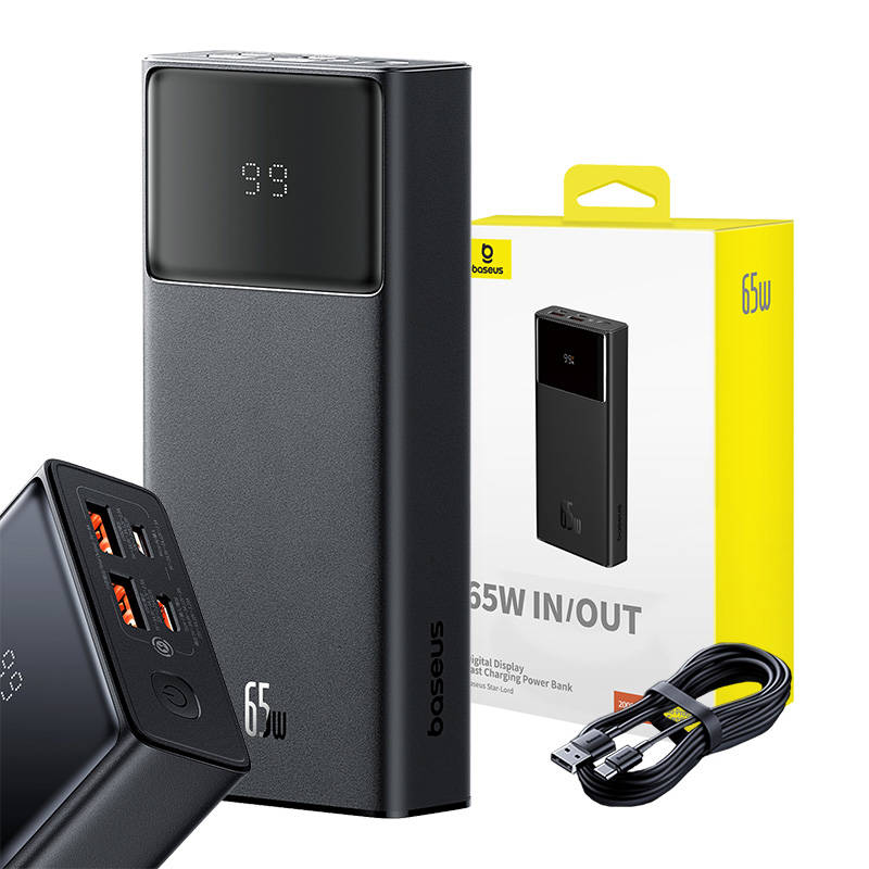 Externe Batterij Baseus Star Lord, 20000mAh, 65W, QC + PD, 1 x USB-C - 2 x USB-A, Zwart P10022906113-00