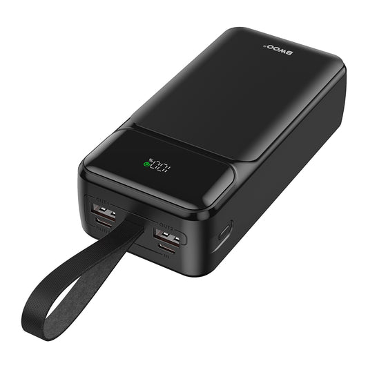 Batterie Externe BWOO BO-P66, 30000mAh, 65W, QC + PD, 1 x USB-C - 2 x USB-A, Noire