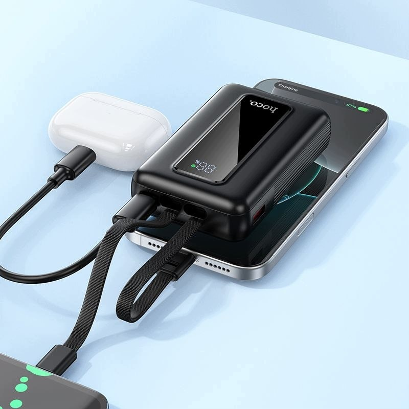 Externe Batterie HOCO J162, 10000mAh, 22,5W, QC + PD, 1 x Lightning - 1 x USB-A - 2 x USB-C, Schwarz