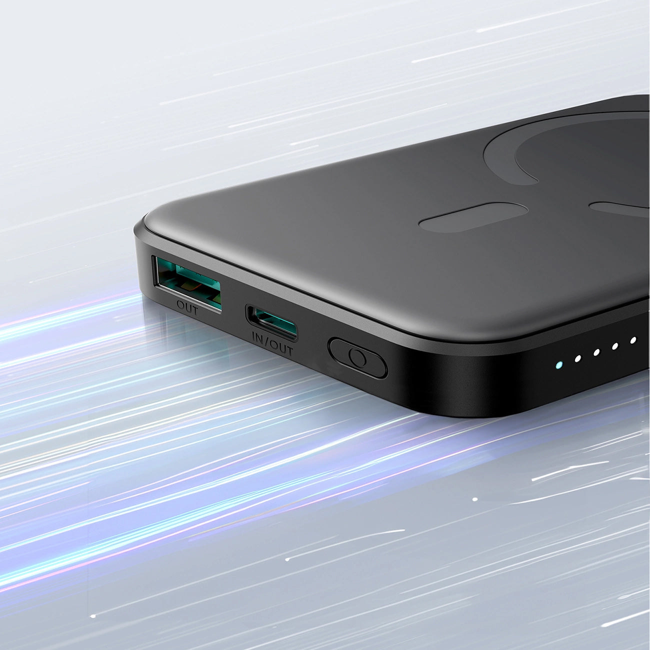 Draadloze Externe Batterij Joyroom JR-W020 Mini, 5000mAh, 20W, QC + PD + FQI, 1 x QI - 1 x USB-A - 1 x USB-C, Zwart