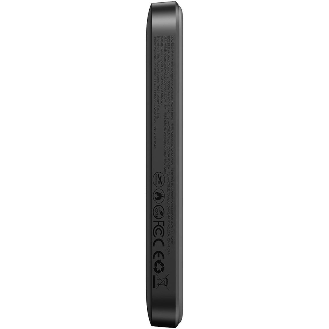 Draadloze Externe Batterij Joyroom JR-W020 Mini, 5000mAh, 20W, QC + PD + FQI, 1 x QI - 1 x USB-A - 1 x USB-C, Zwart