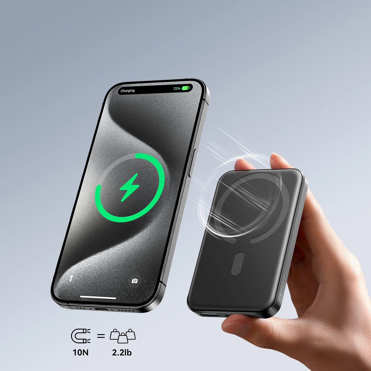 Draadloze Externe Batterij Joyroom JR-W020 Mini, 5000mAh, 20W, QC + PD + FQI, 1 x QI - 1 x USB-A - 1 x USB-C, Zwart