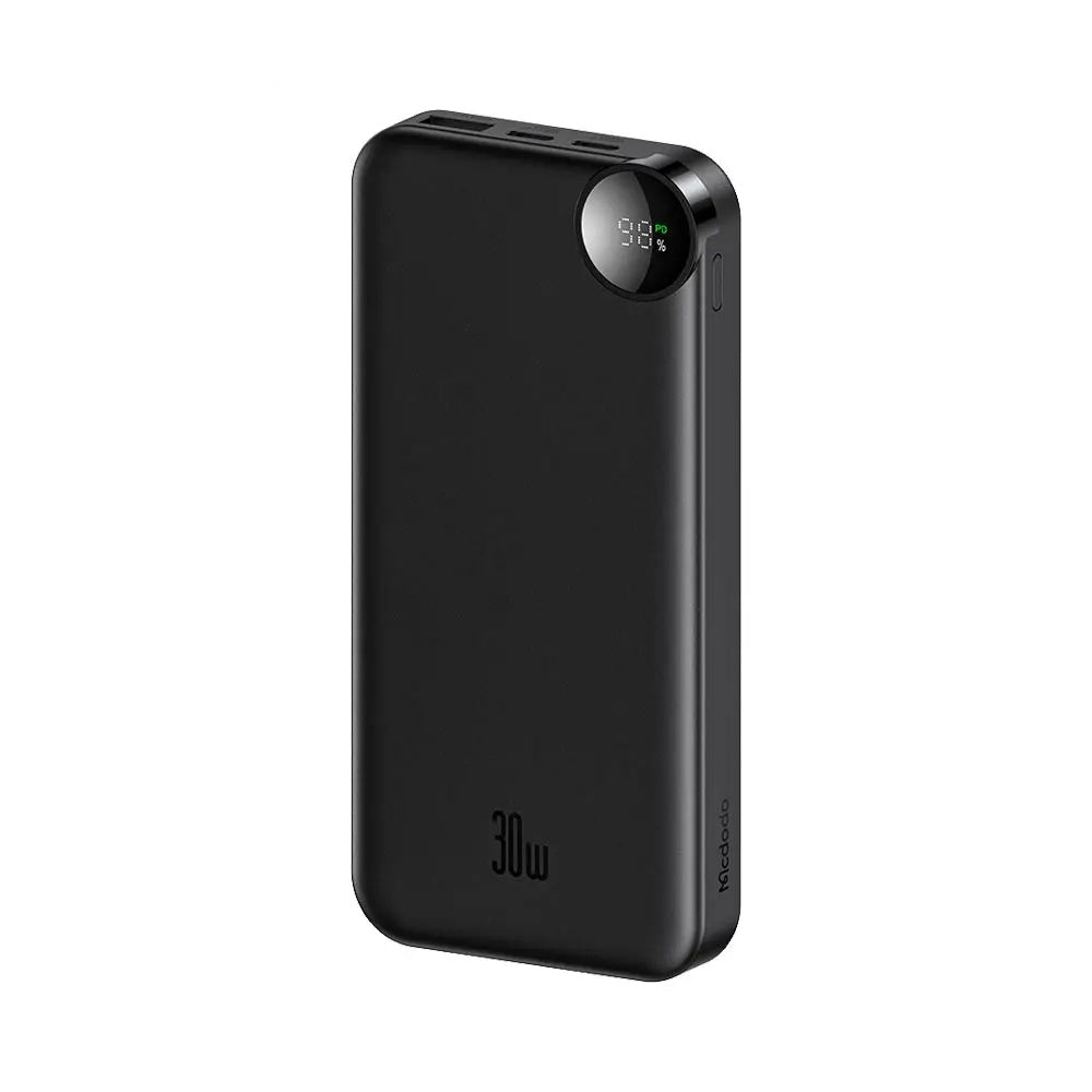 Externer Akku McDodo MC-3850 Display, 10000mAh, 30W, QC + PD, 1 x USB-A - 2 x USB-C, Schwarz