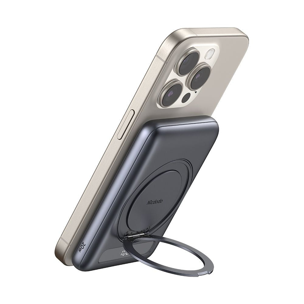 Batterie Externe Sans Fil McDodo MC-8361 Meta, 5000mAh, 20W, PD + FQI, 1 x QI - 1 x USB-C, Gris