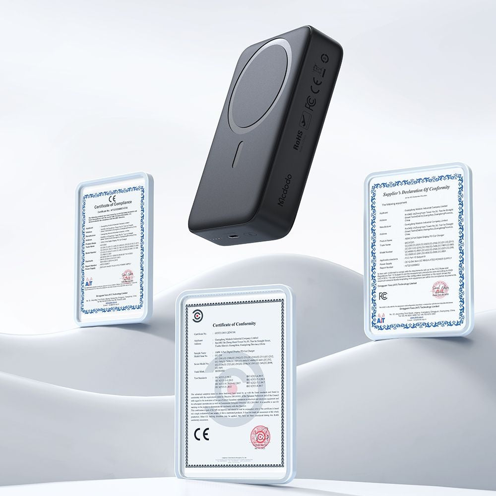 Batterie Externe Sans Fil McDodo MC-5021 Ambilight, 20000mAh, 20W, PD + FQI, 1 x QI - 1 x USB-C, Noire