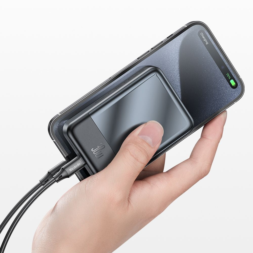 Batterie Externe Sans Fil McDodo MC-5931 Ambilight, 10000mAh, 30W, PD + FQI, 1 x QI - 1 x USB-C, Noire