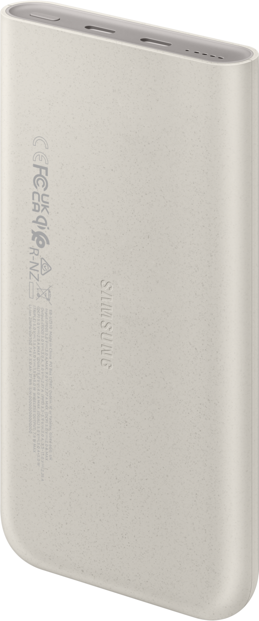 Samsung Draadloze Externe Batterij, 10000mAh, 25W, PD + FQI, 1 x QI - 2 x USB-C, Beige EB-U2510XUEGEU