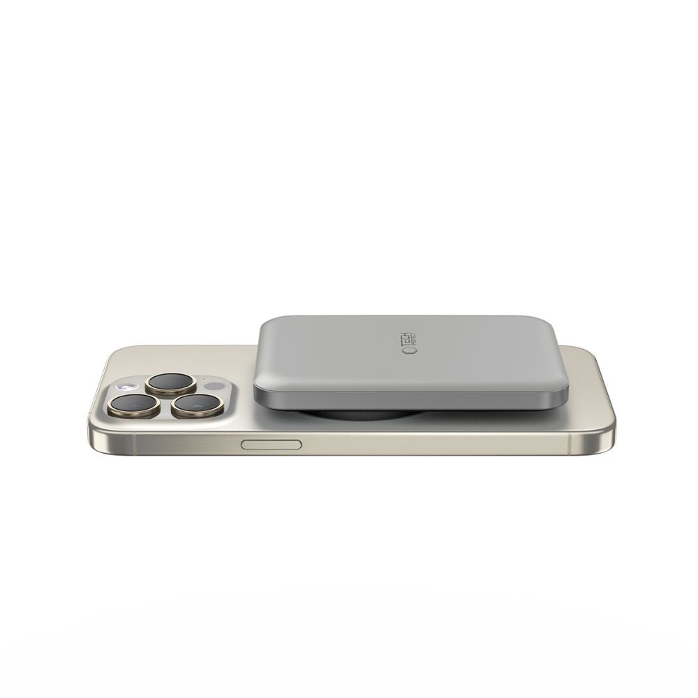 Tech-Protect PB10 LifeMag Wireless Externer Akku, 5000mAh, 15W, PD + FQI, 1 x QI - 1 x USB-C, Grau