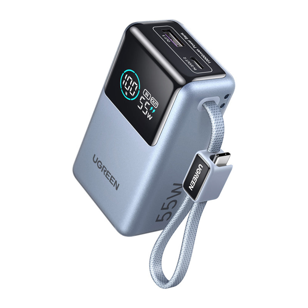 Batterie Externe UGREEN Nexode Pro PB727 (75701B), 10000mAh, 55W, QC + PD, 1 x USB-A - 2 x USB-C, Gris