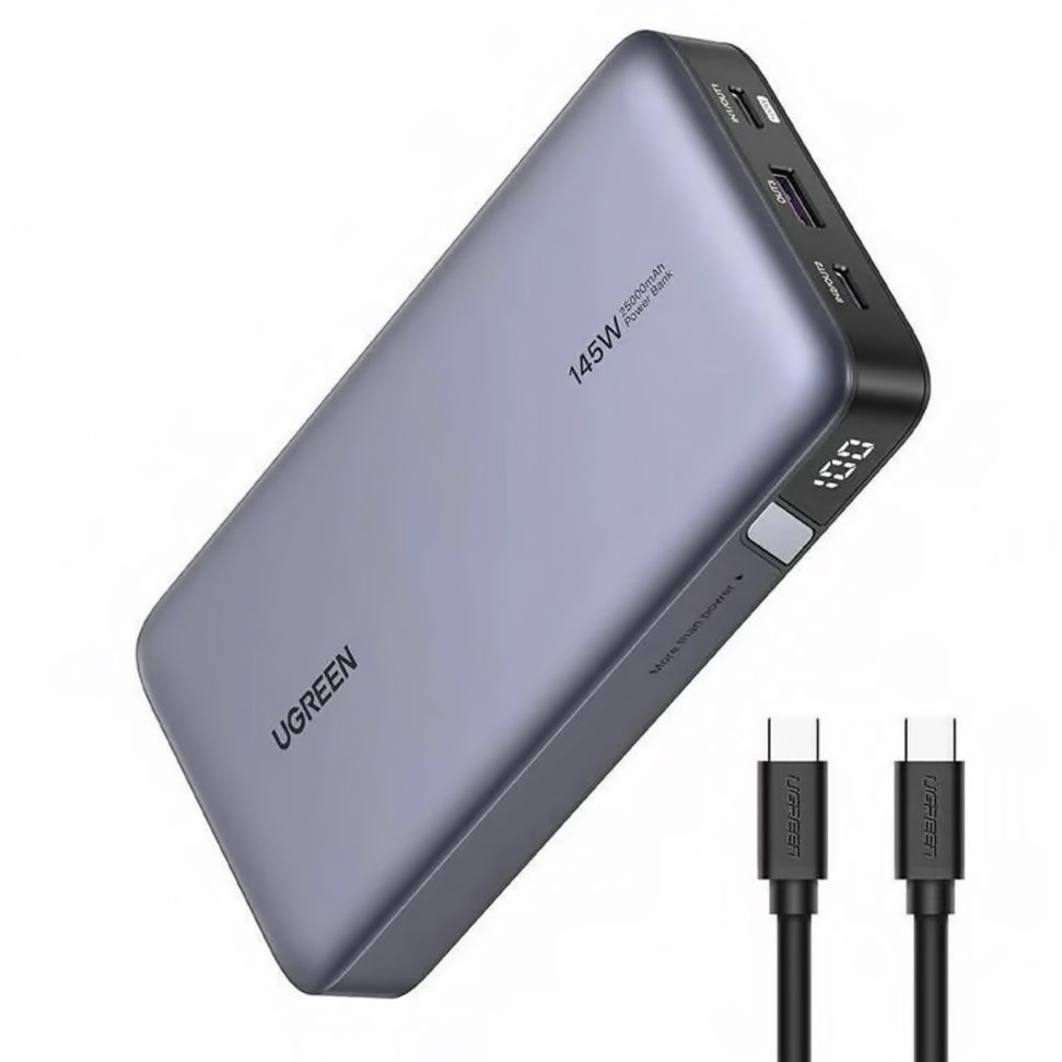 Externe Batterij UGREEN PB205, 25000mAh, 145W, QC + PD, 1 x USB-A - 2 x USB-C, Gri
