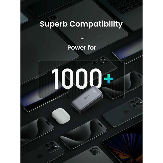 UGREEN PB502 Externer Akku, 10000mAh, 30W, QC + PD, 1 x USB-A - 1 x USB-C, Grau